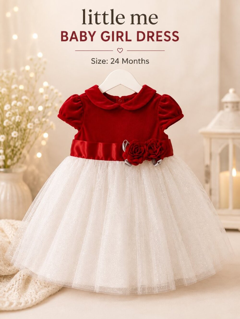 Little Me Red and White Dress Girls Size 24 Months - Beautiful NEW NWT